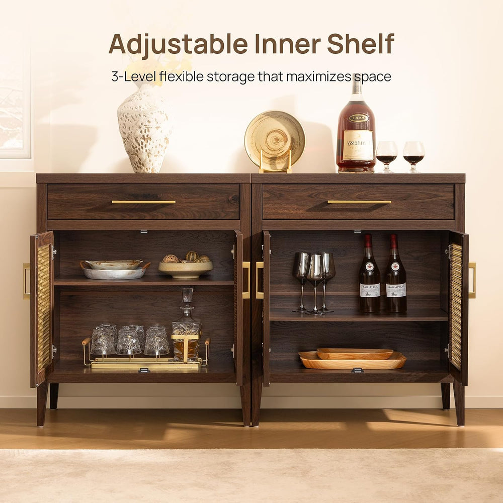 SICOTAS 30" Sideboard Buffet Cabinet with Adjustable Shelf, Espresso Walnut