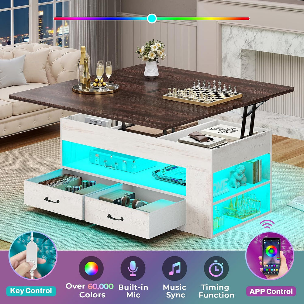 Itaar Lift Top Coffee Table, 4 in 1 Coffee Tables with Storage and Hidden Com...