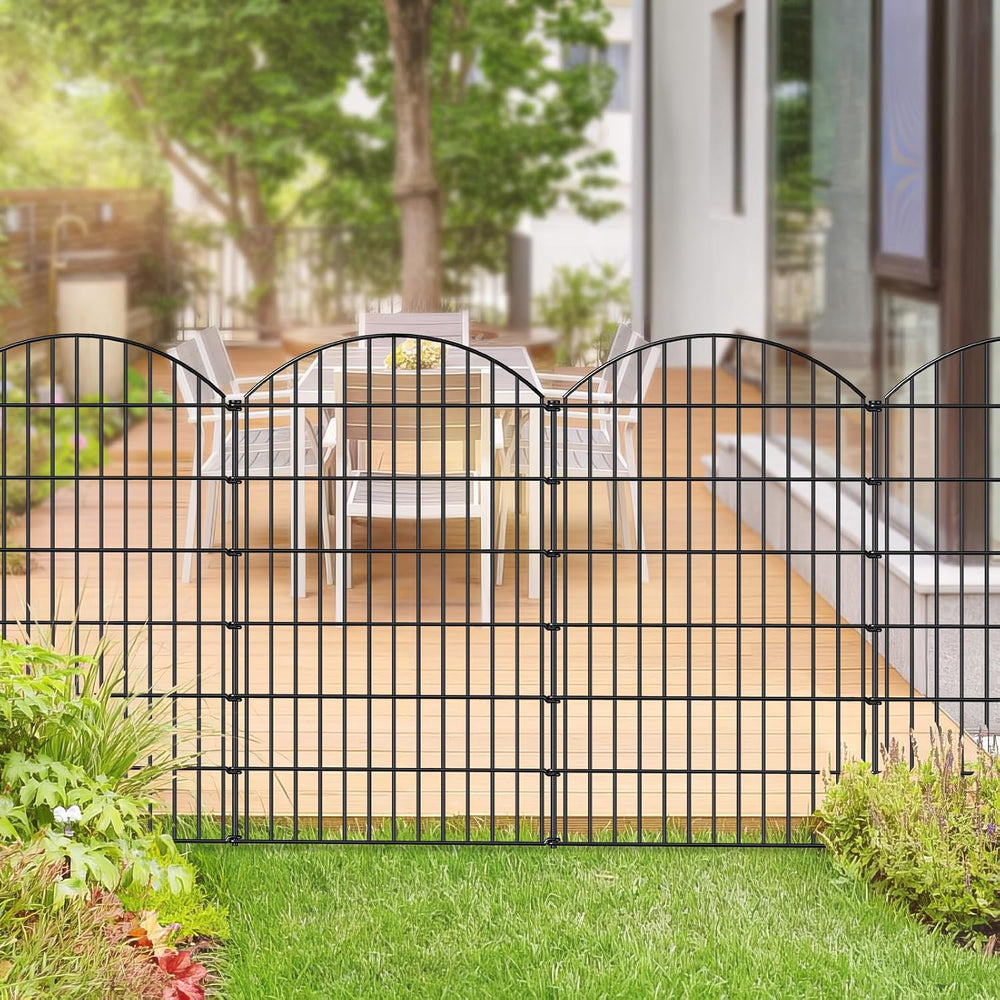 Metal Garden Fence 48 in x 20.3 ft, Tall Outdoor Dog Fence Panel for Yard