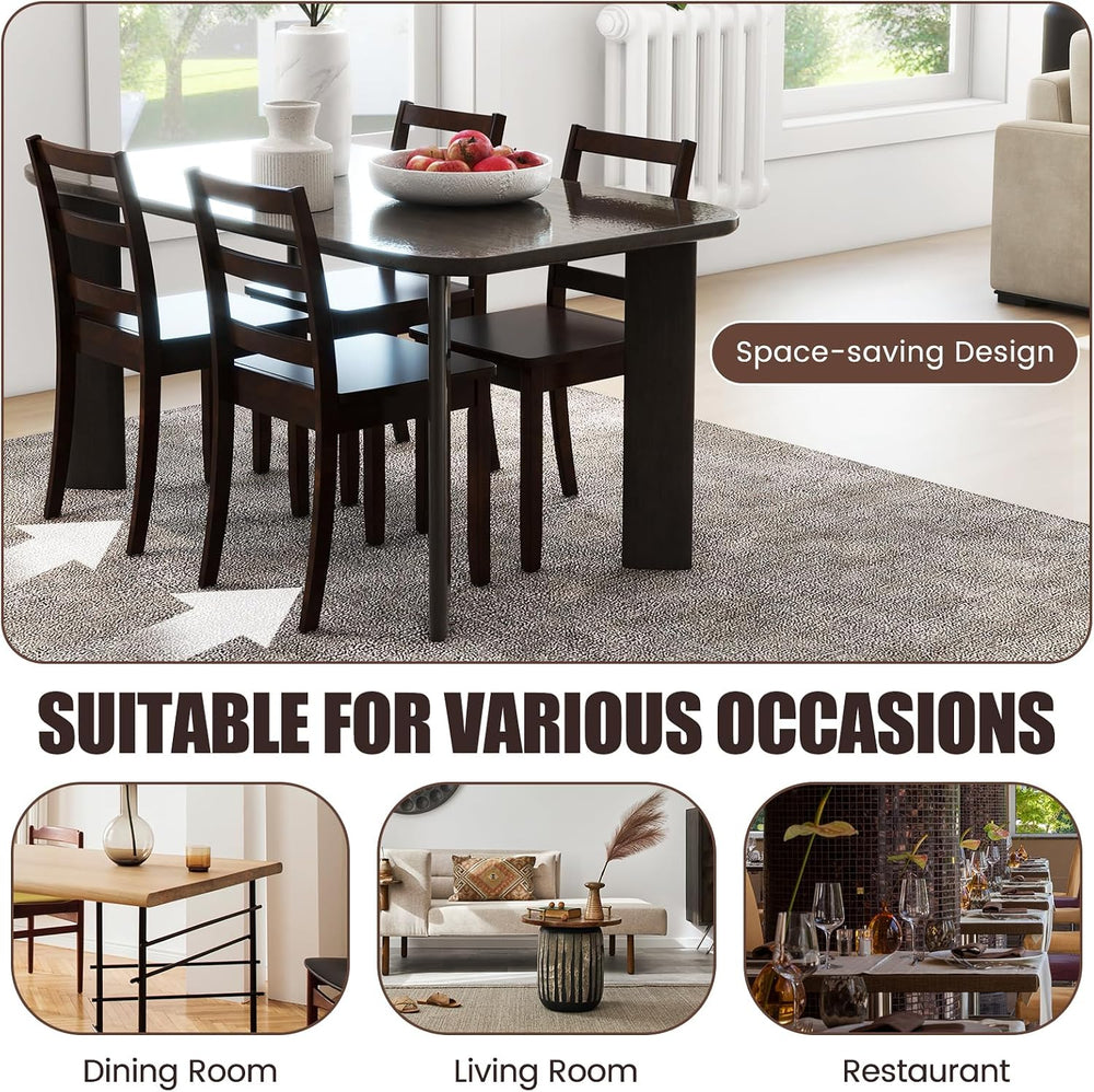 COSTWAY Dining Chairs Set of 4, Mid-Century Modern Wooden Chairs, Brown