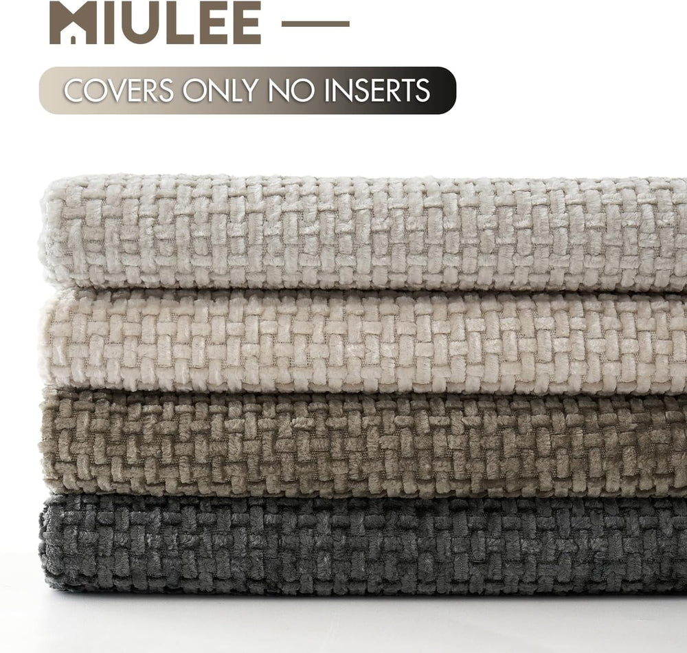 MIULEE Soft Decorative Chenille Pillow Covers Neutral 20x20 Pack of 4