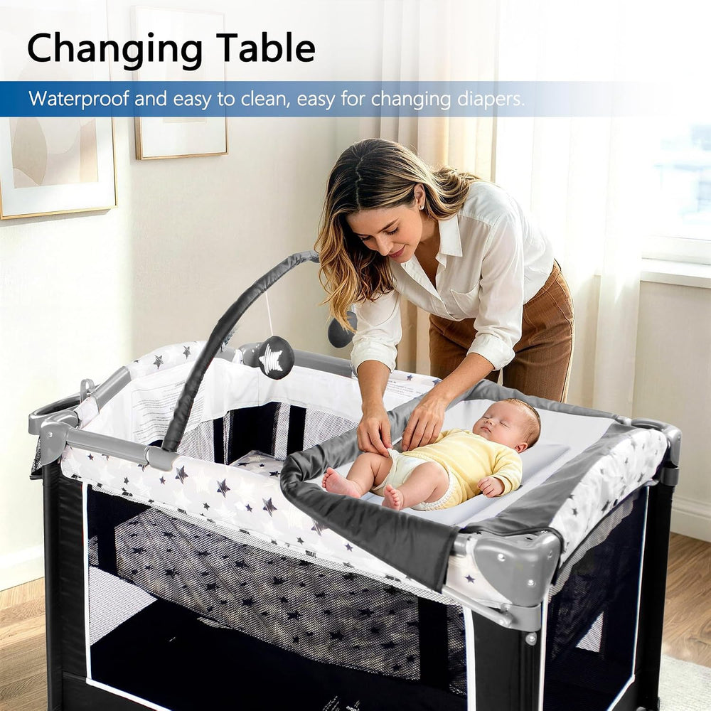 4-in-1 Pack and Play Playard with Bassinet & Changing Table