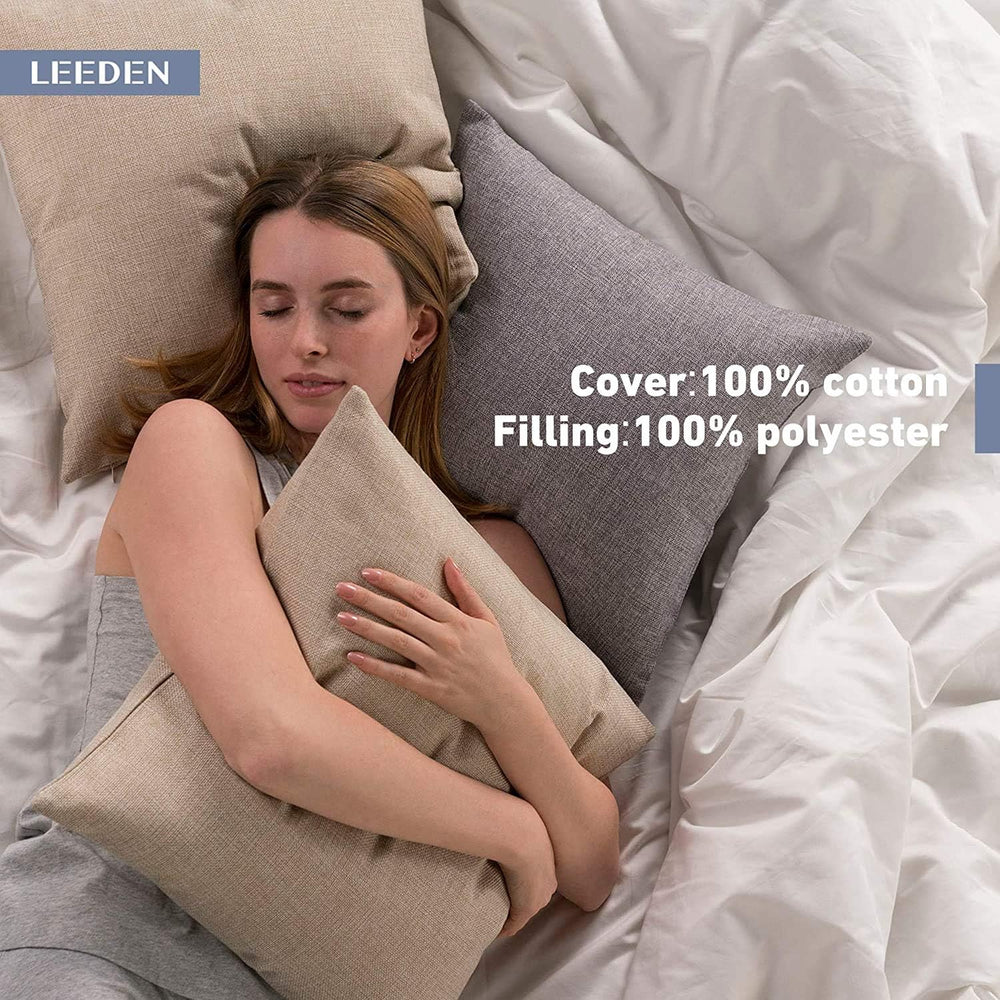 Leeden 22x22 Throw Pillow Inserts Set of 4-100% Cotton Cover