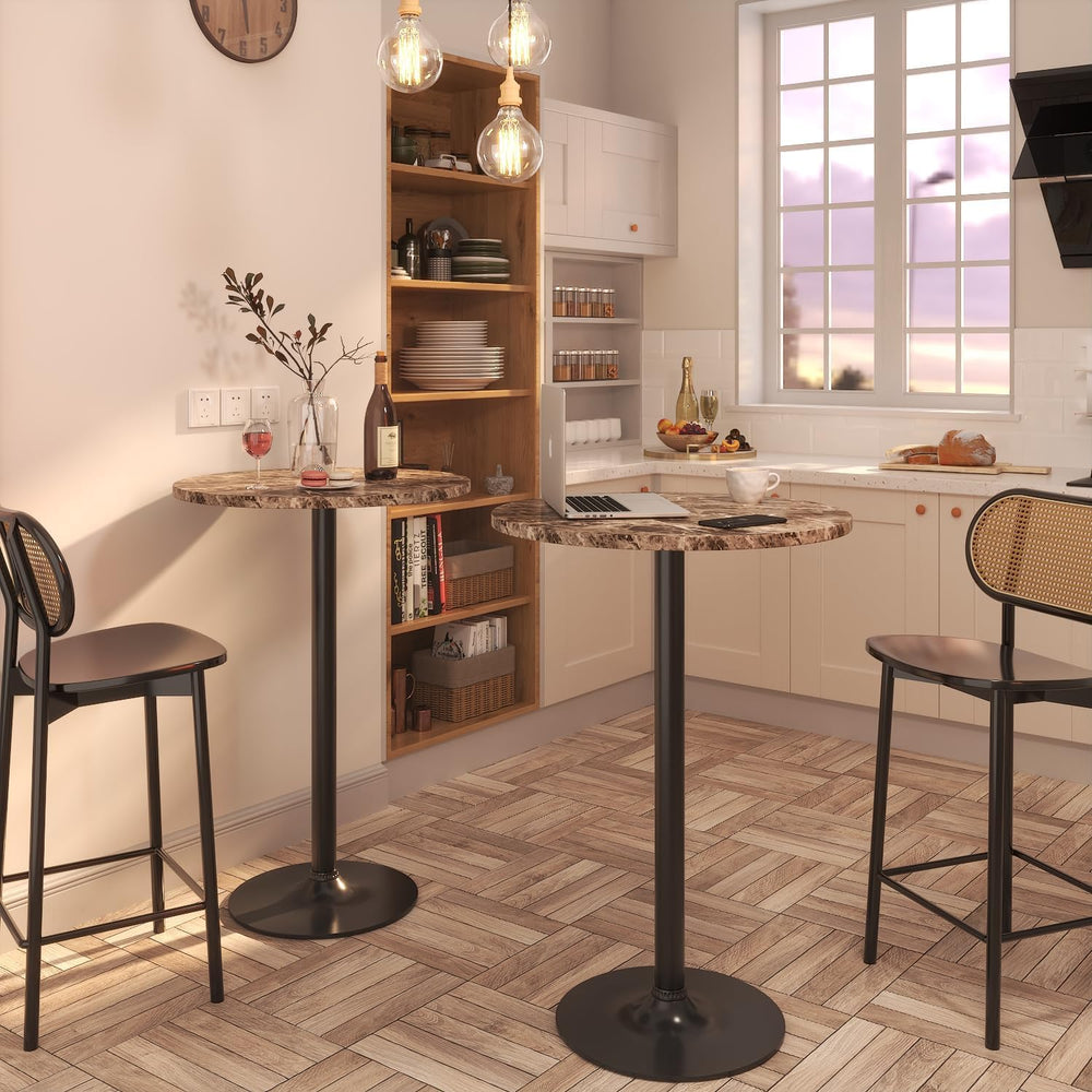 Furmax Bistro Pub Table Round Bar Height Cocktail Table for Home Bar, Round B...