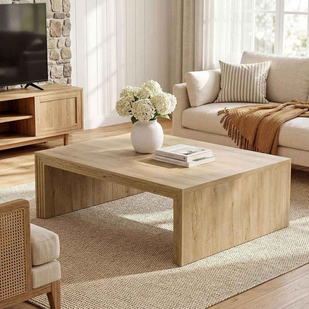 Tribesigns 47-Inch Rectangle Coffee Table, Farmhouse Wooden Rectangular Cente...