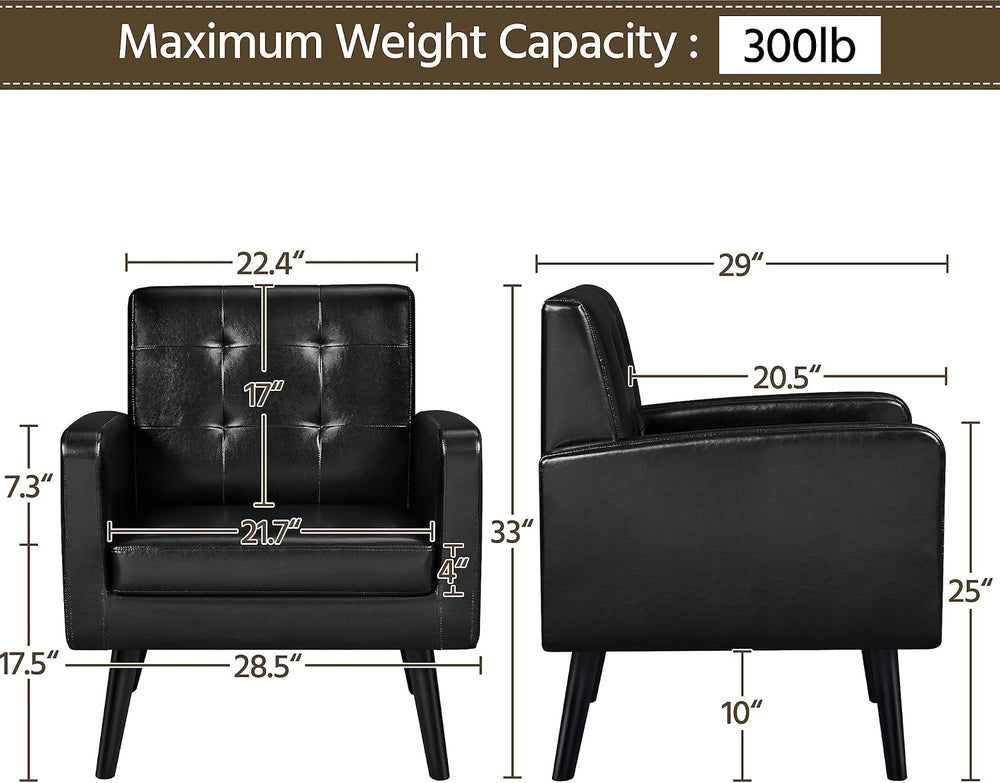 Yaheetech Mid Century Accent Chair Living Room Chair Retro Black