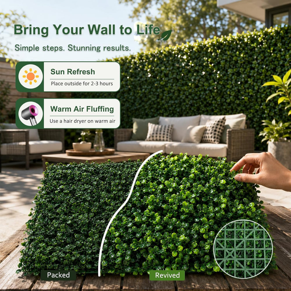 Artificial Grass wall Panel 12P 10x10 Boxwood Greenery Backdrop