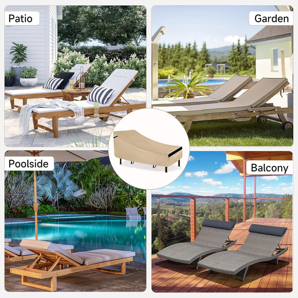 NEVERLAND Lounge Chair Covers 2 Pack 420D Waterproof Heavy Duty 78”x34“x32”