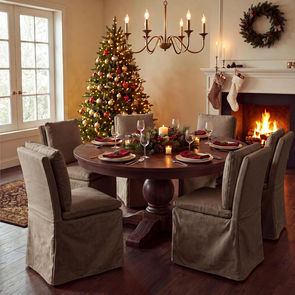 HOMRELEXA Dining Chairs Set of 6, Upholstered Skirted Kitchen Chairs