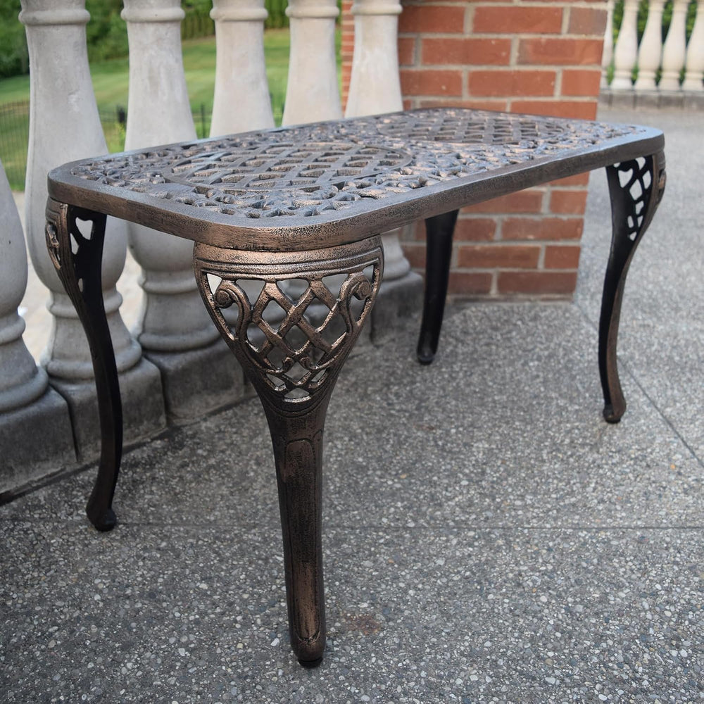 Oakland Living Mississippi Cast Aluminum Cocktail Table, 35-Inch by 18-Inch, ...