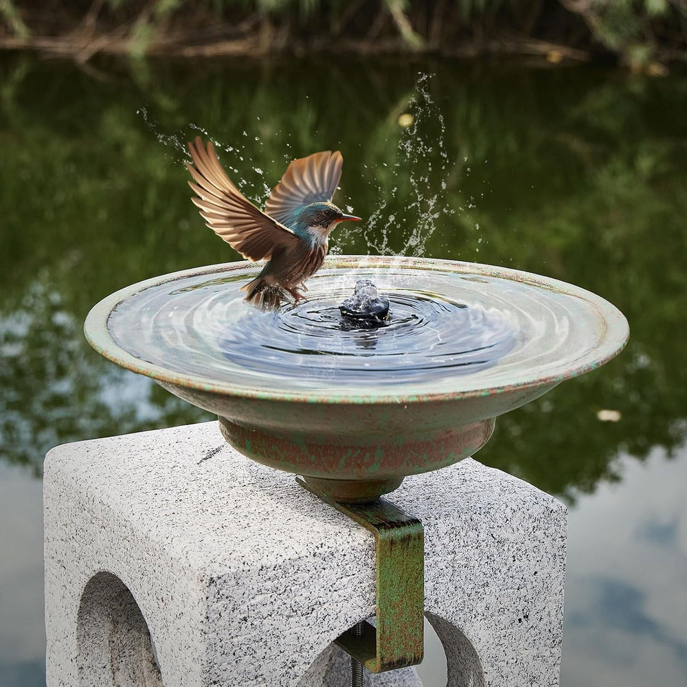 Solar Bird Bath,Deck Bird Bath with Solar Fountain,Deck Mounted Bird Bath
