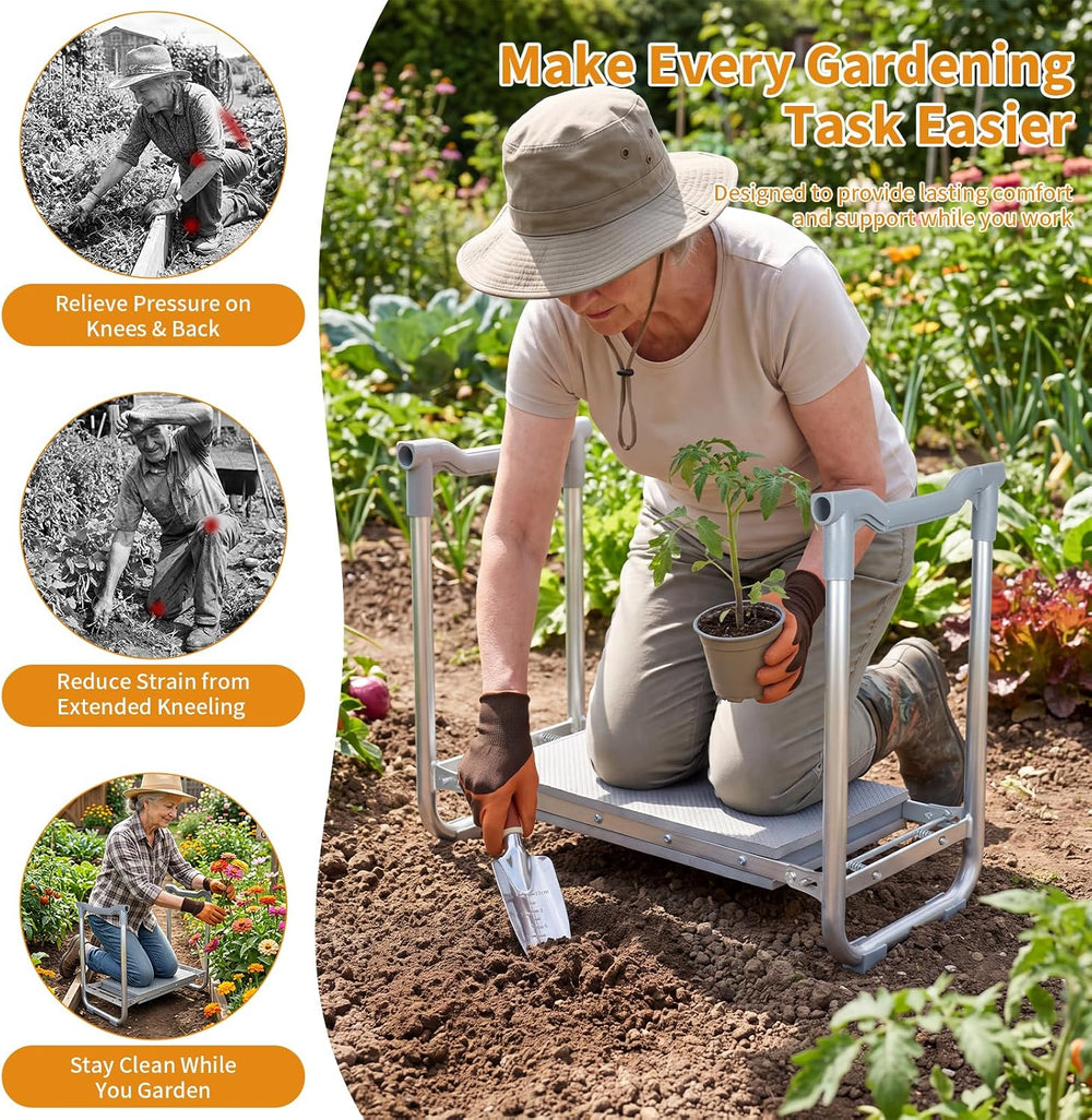 Garden Kneeler and Seat, Portable Kneeling Bench for Gardening