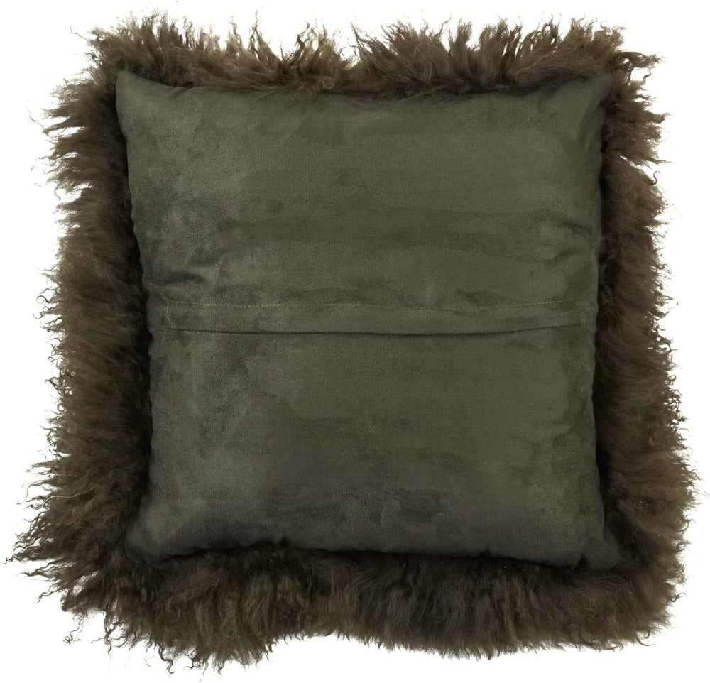 SARO LIFESTYLE Mongolian Lamb Fur Throw Pillow - Plush Textured Throw Pillow ...