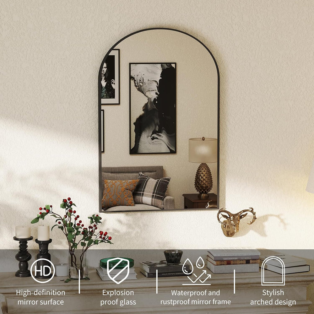 NEWBULIG 24"X36" Arched Bathroom Mirror for Over Sink, Wall Vanity ...