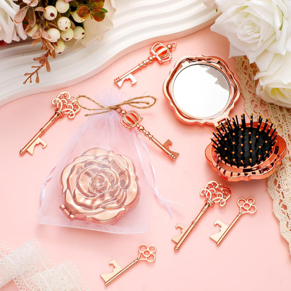 Geetery 24 Pcs Rose Gold Compact Mirrors Quinceanera Party Favors Guests