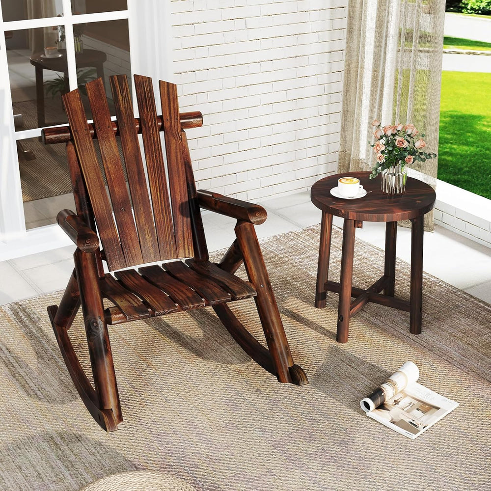 Tangkula Wood Outdoor Rocking Chair, Solid Fir & Pine Wood, 1-Person (1)