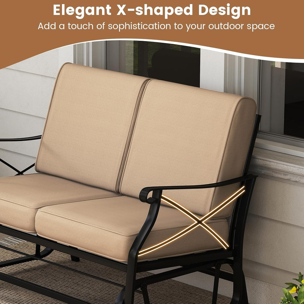 GIANTEX 2-Person Outdoor Glider, Rocking Chair Loveseat with Detachable Thick...