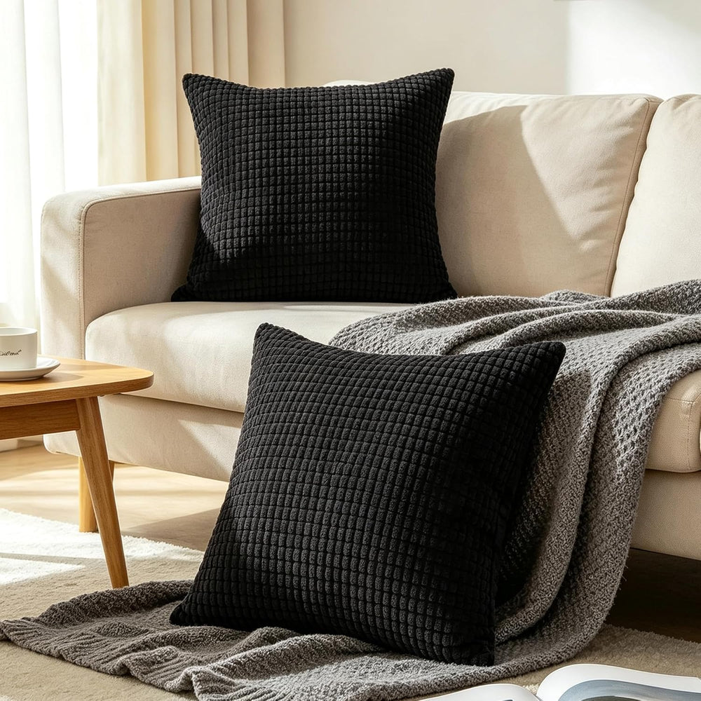 CaliTime Decorative Couch Throw Pillow Covers 26 X 26 Inches Black
