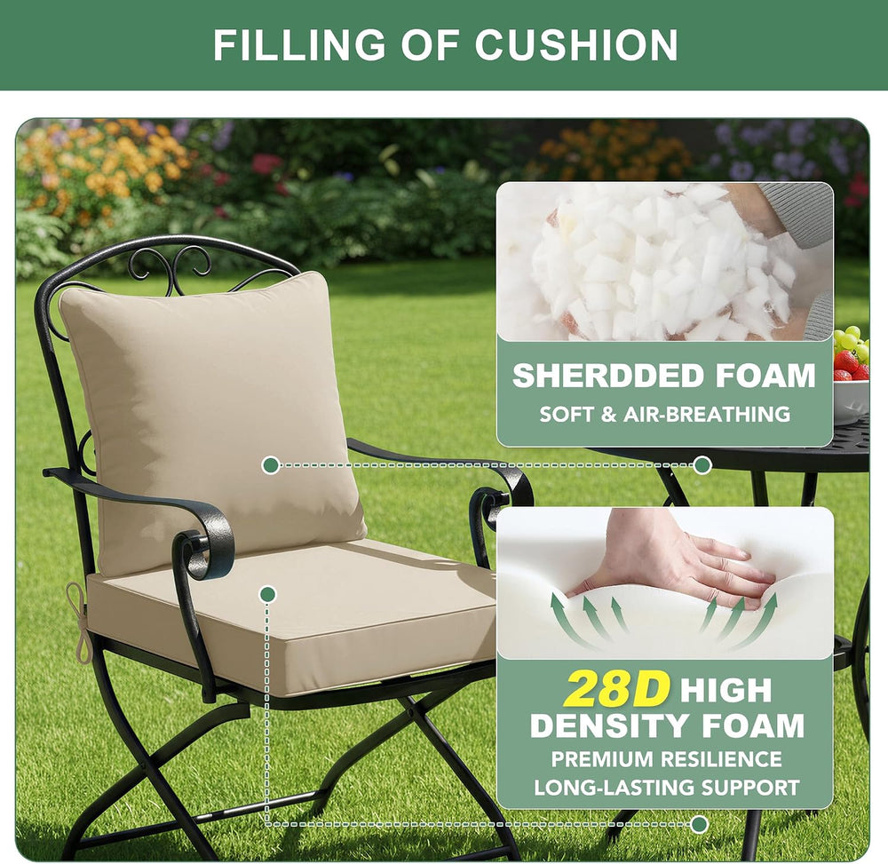 Summsun Outdoor Chair Cushion Water Resistant, 19 x 19 Inch, Cream, 4-Pack