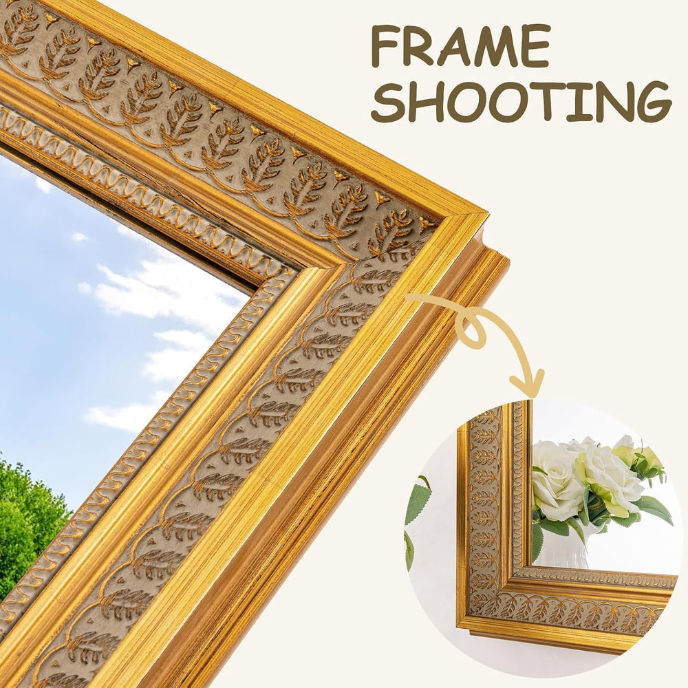 Chende Vintage Gold Rectangular Wall Mirror, 41''x29'' for Li...