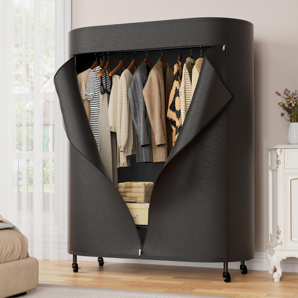BACEKOLL Clothes Rack with Cover Heavy Duty Rolling Portable Closet 380LBS