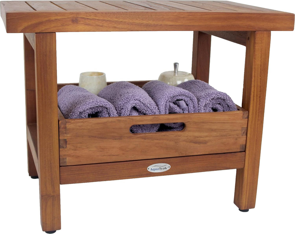 AquaTeak The Original Moa Teak Bench Large Storage Tray