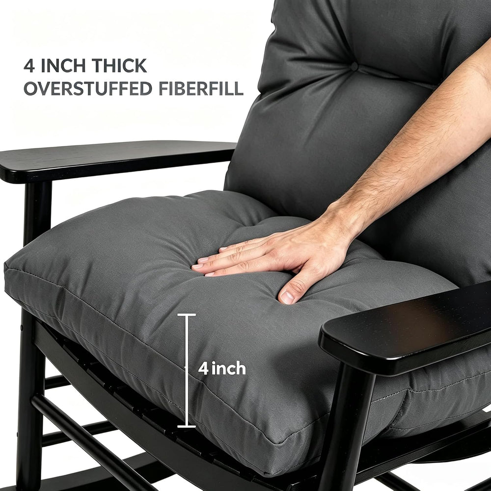 QILLOWAY Tufted Outdoor Chair Cushion Set of 4, Waterproof 43x20x4 Inch Non S...