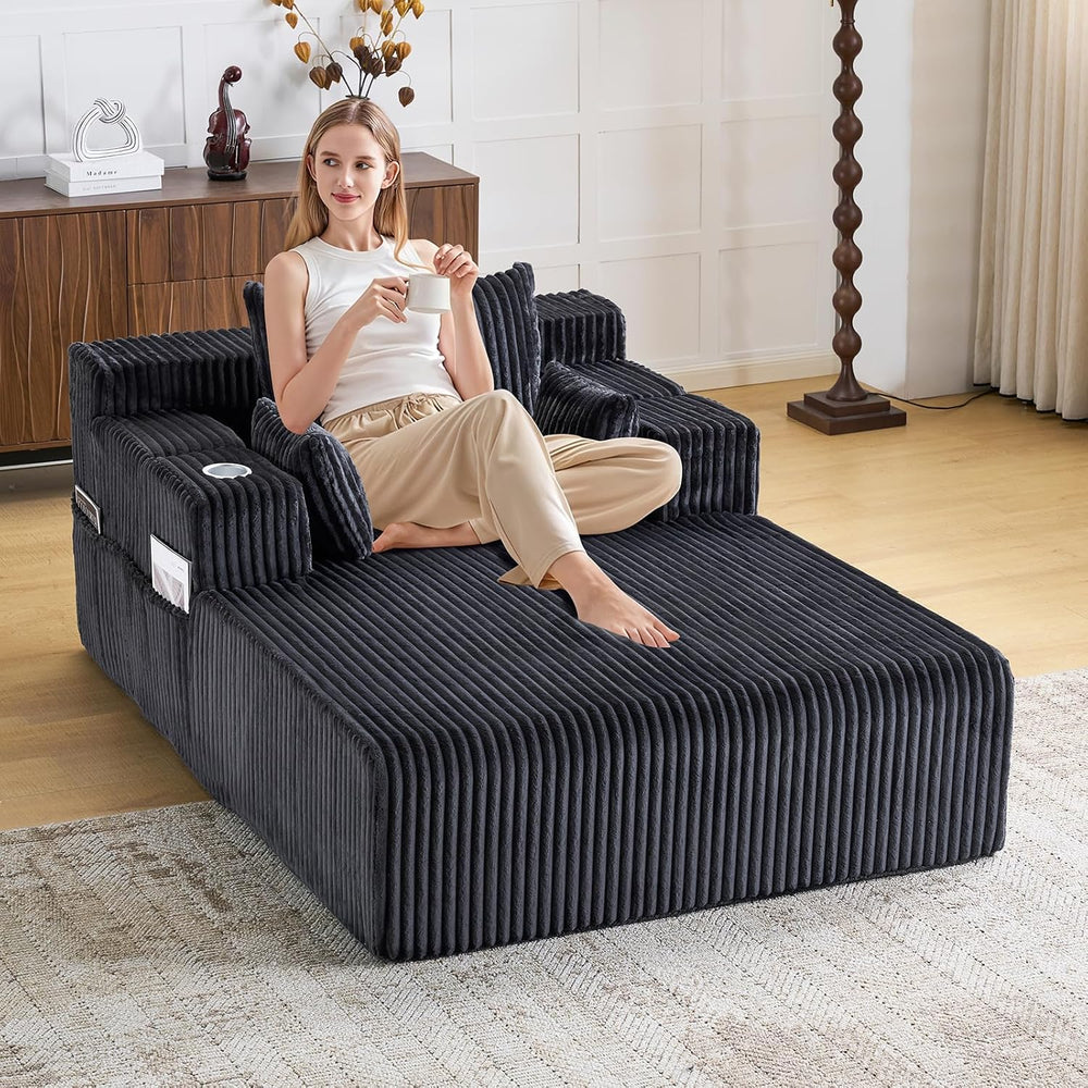 Furnimart 66" Oversized Chaise Lounge Indoor, Upholstered Sofa Bed with ...