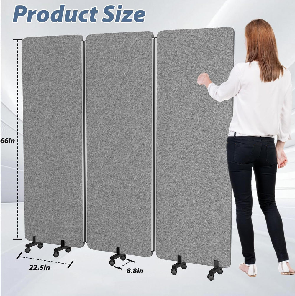 Room Divider Privacy Panel, 3 Panel Acoustic Wall Partition,Sound Dampening