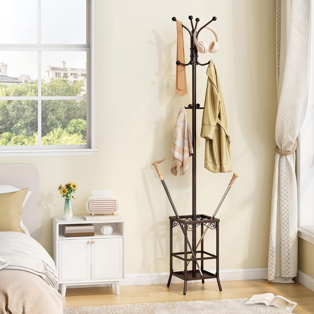 Hoctieon Coat Rack Freestanding, Coat Tree with Umbrella Holder