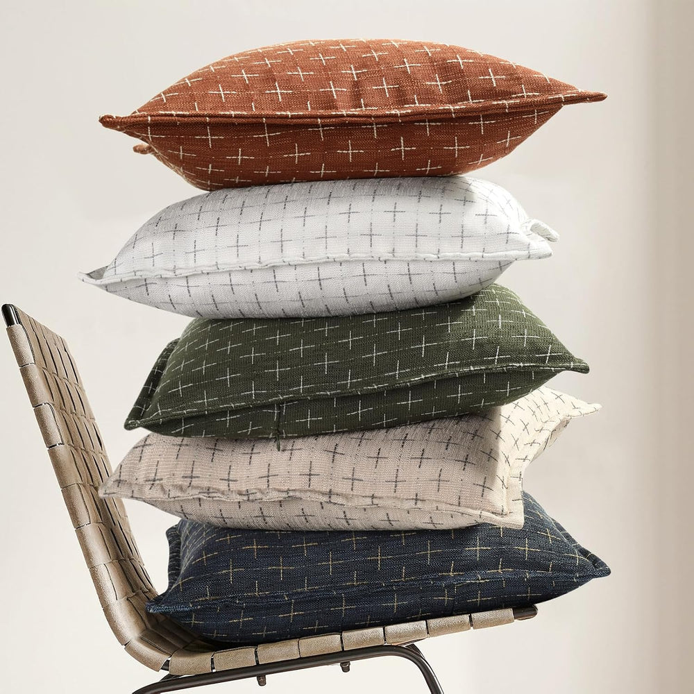 ZWJD Fall Pillow Covers 24x24 Set of 2 Soft Polyester Textured Rust Pillow Co...