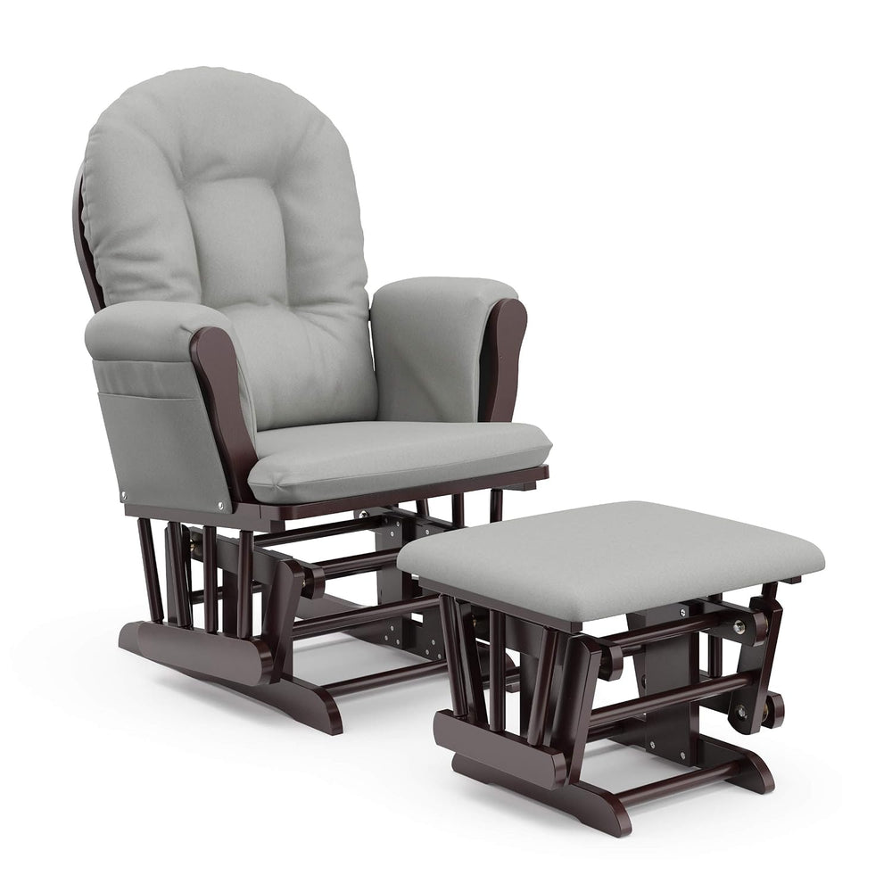 Storkcraft Premium Hoop Glider & Ottoman, Espresso/Light Gray