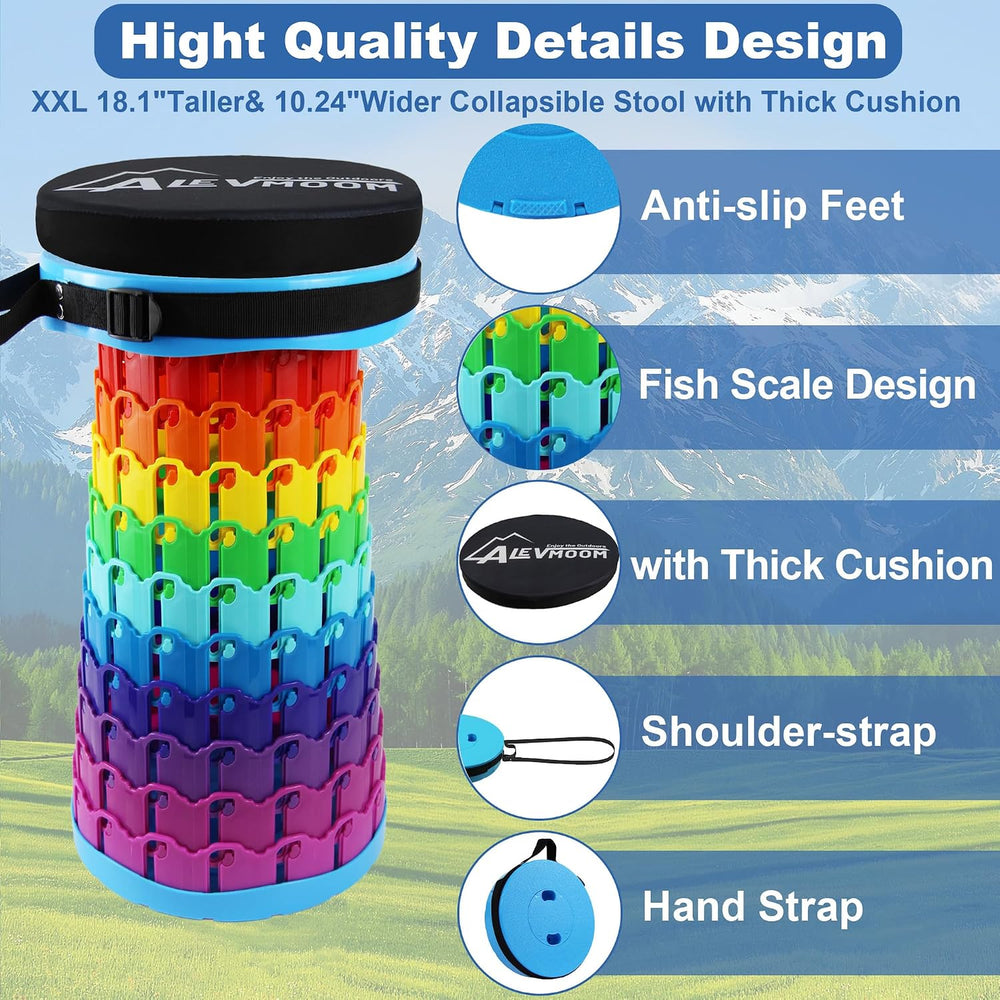 ALEVMOOM 2026 Collapsible Stool with Thick Cushion, H18.1 D10.24 More Sturdy ...