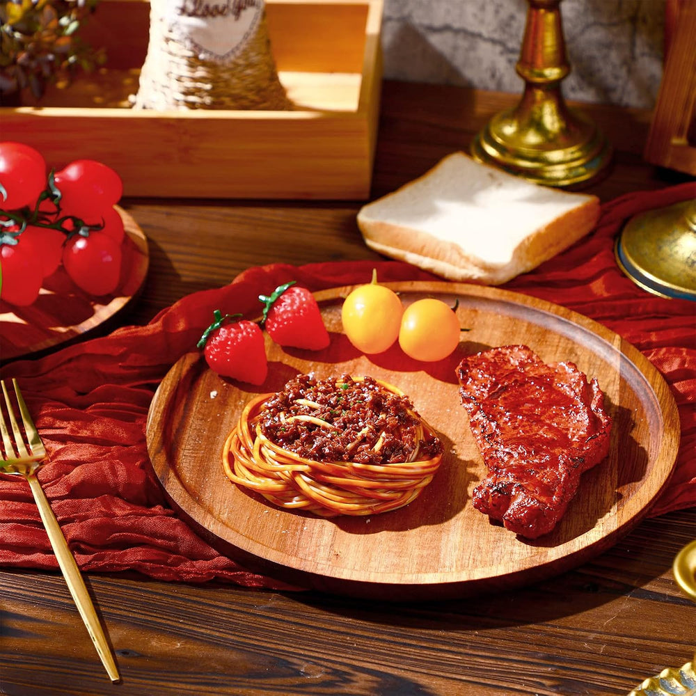 Rtteri Acacia Wood Dinner Plates, D 9.8'', Thk 0.6in, 12 Pcs