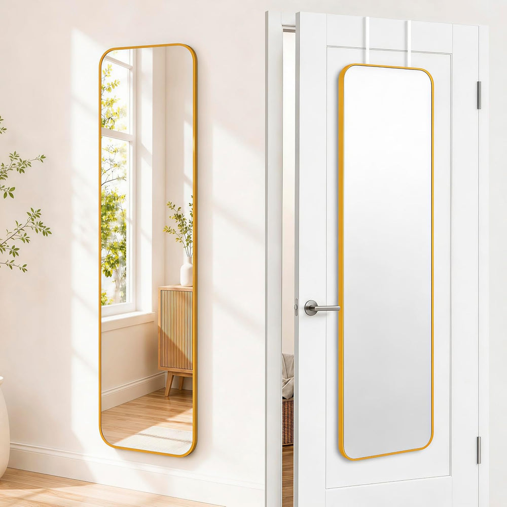 47x14" Full Length Mirror Over the Door Hang or Wall Mounted Gold