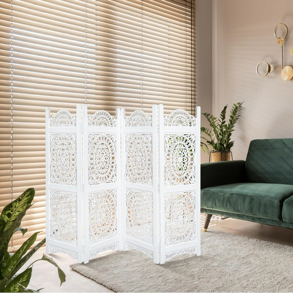 Lightnpro 4-Panel Wooden Room Divider 64x48, Preassembled Partition Screen