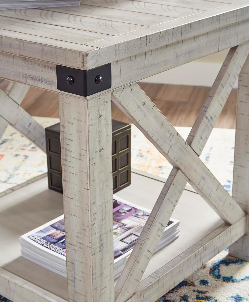 Signature Design by Ashley Carynhurst End Side Table, Farmhouse Whitewash