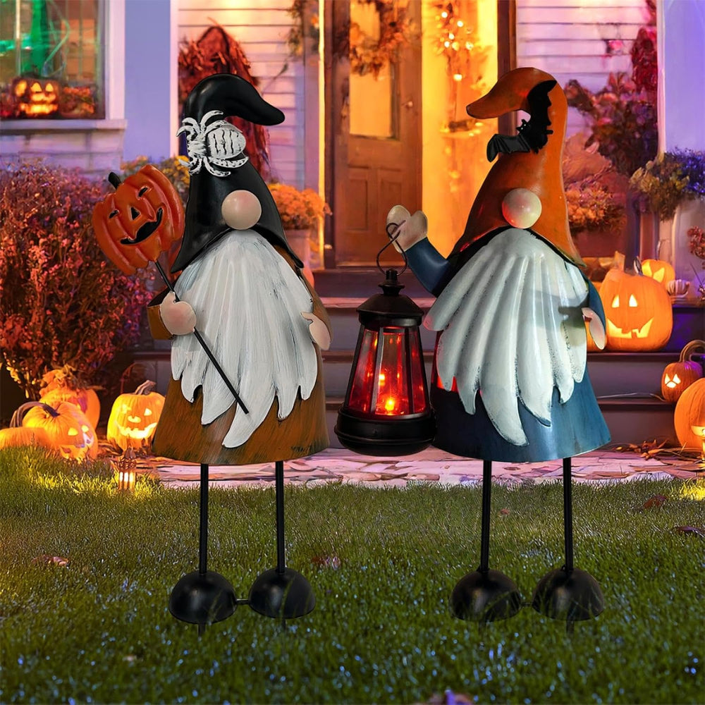 HONGLAND Halloween Decorations Outdoor Solar Gnomes with LED Lantern, Gnomes ...