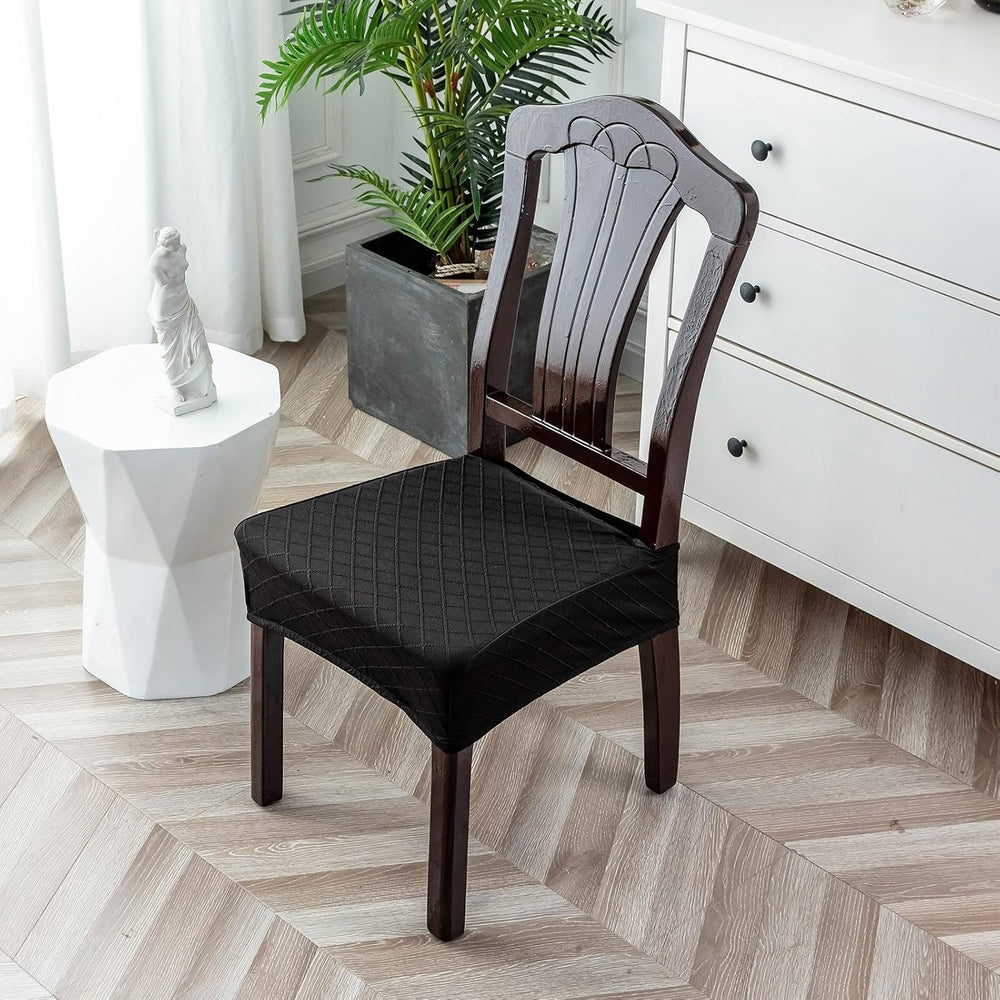 Genina Waterproof Chair Covers Set of 6,No Rear Covers,Black