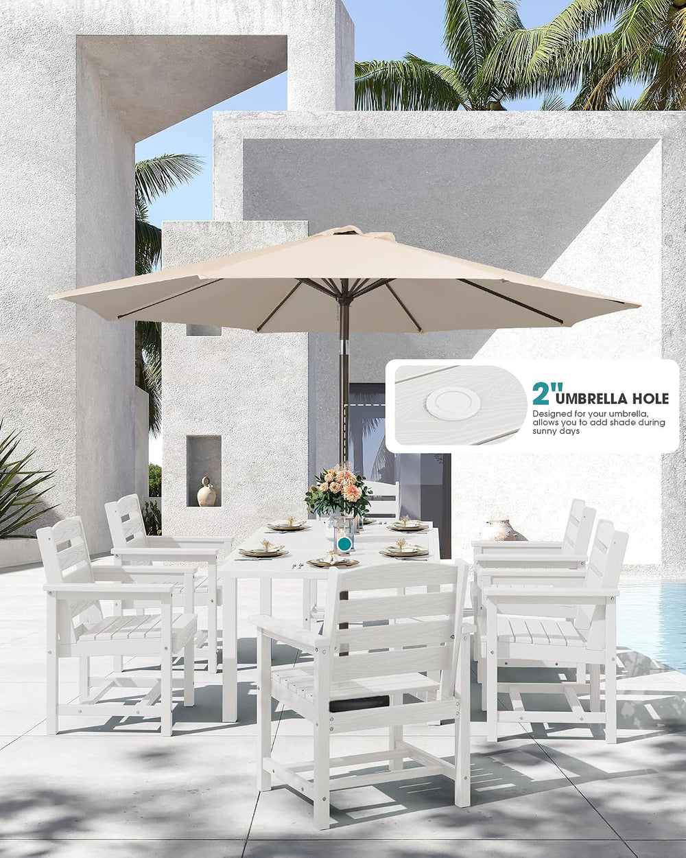 SERWALL 60" - 83" Expandable Outdoor Dining Table and 6 HDPE Chairs...