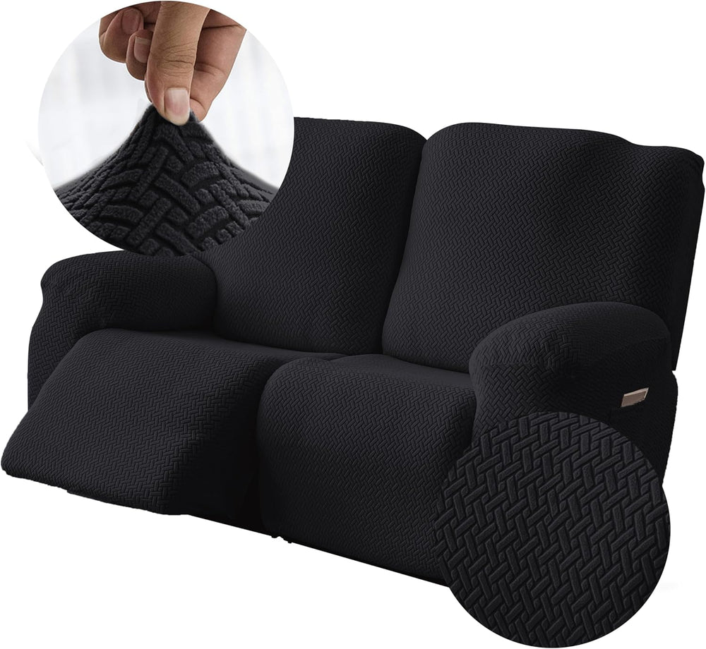 Genina Recliner Loveseat Covers,2 Seater Couch Cover,Black