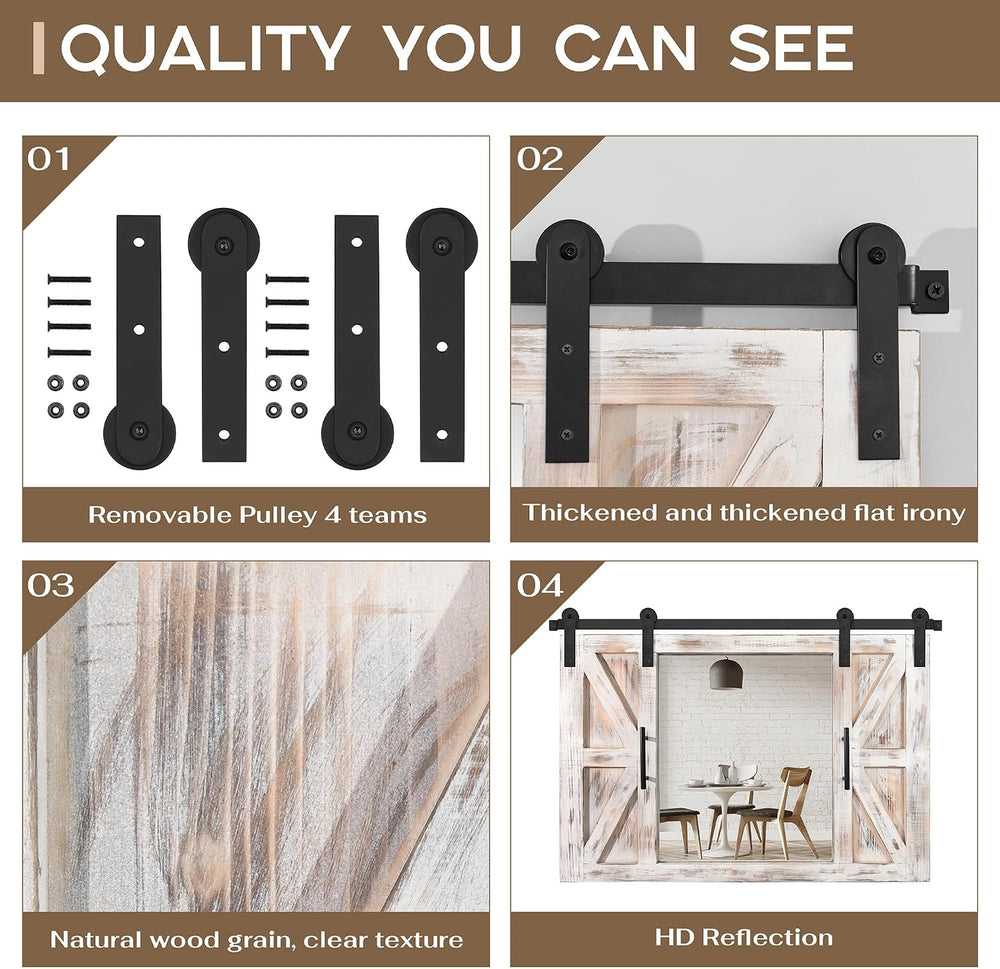 COGOOD Farmhouse Barn Door Mirror - 37" x 26" Wall Mirror Rustic White