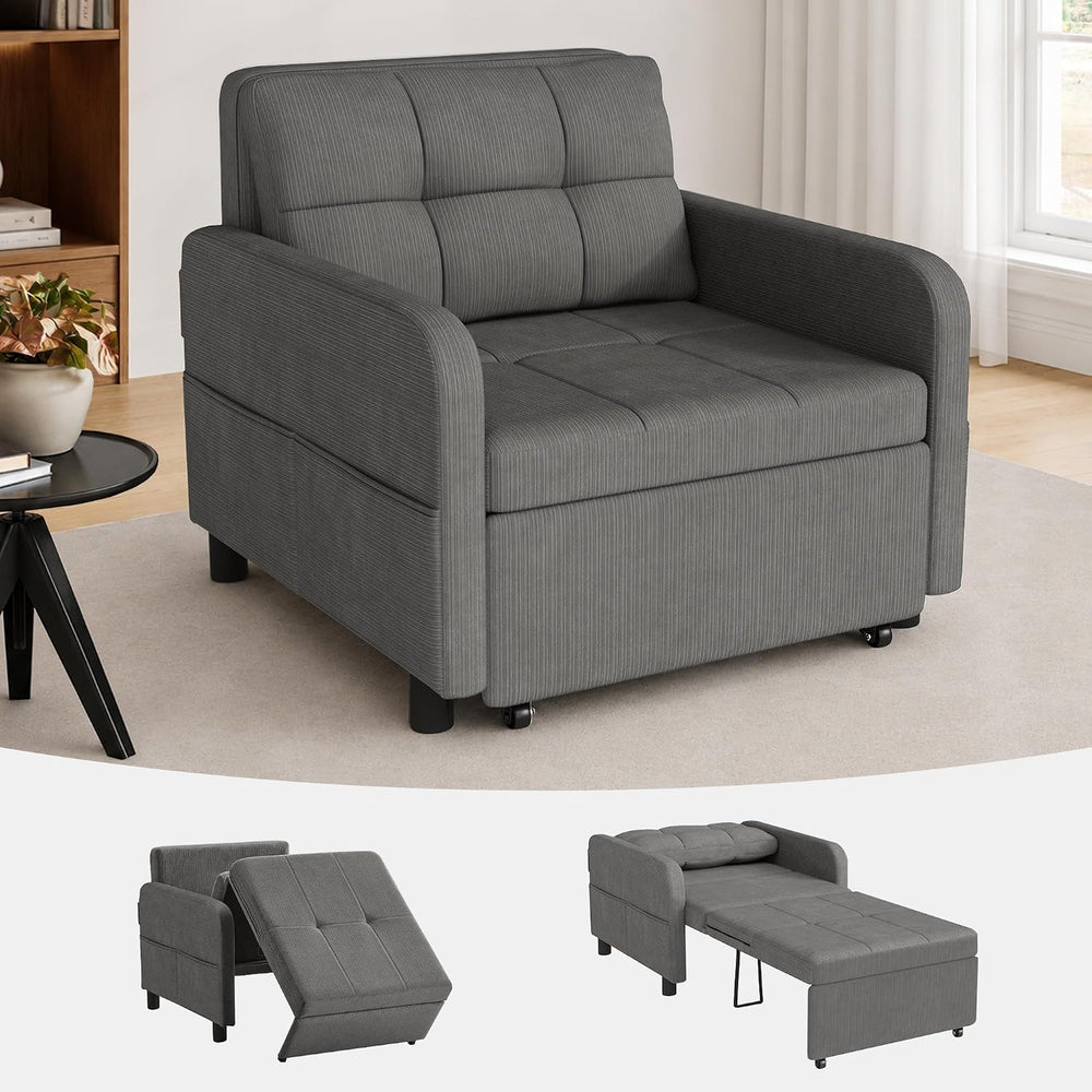 Deep Seat Sleeper Chair Bed, Zero Wall Clearance