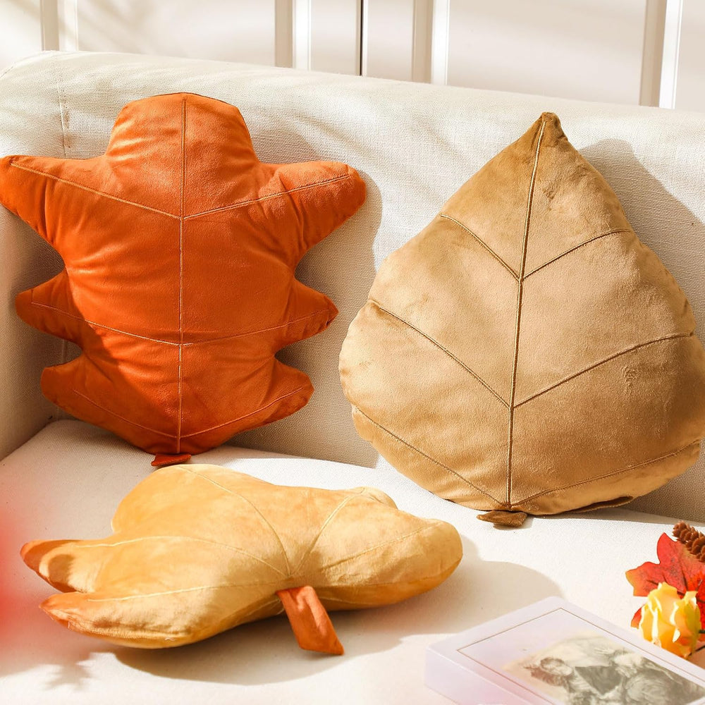Newtay 3 Pack Thanksgiving Leaf Throw Pillows Autumn Fall Maple Pillow