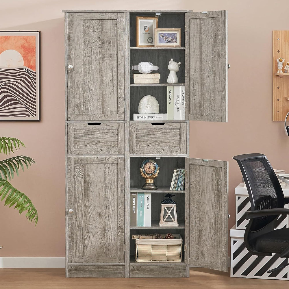 Iwell 66.9" Tall Bathroom Storage Cabinet with 2 Doors & 1 Drawer