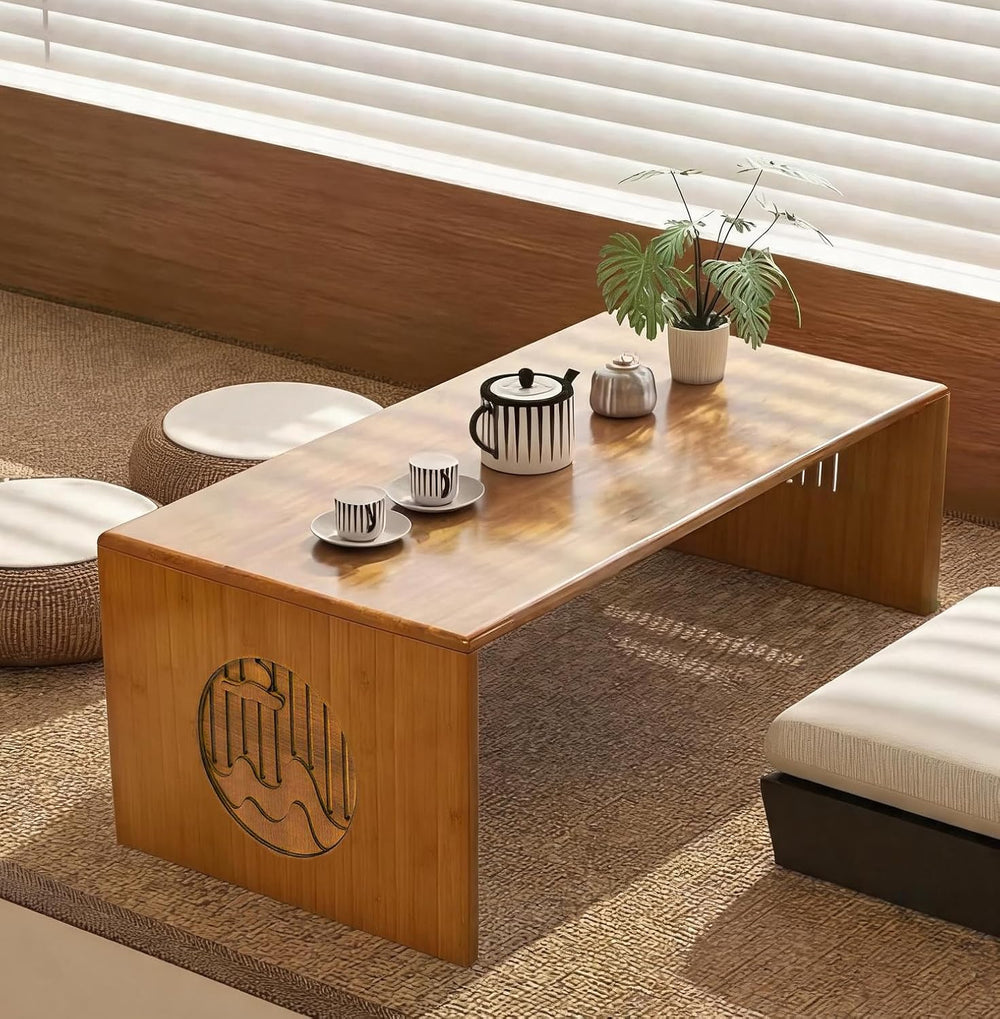 Folding Japanese Floor Table -31.5 inch Bamboo Coffee Table Small