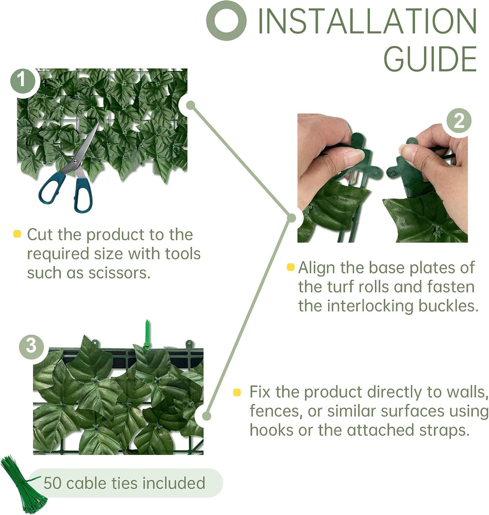 60x120 in (50 Sqft) Artificial Ivy Vine Privacy Fence Screen