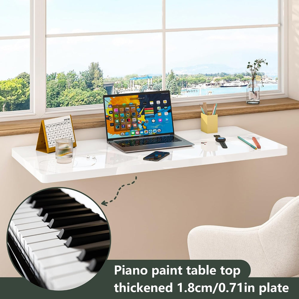 Clikuutory Wall Mounted High Gloss Folding Table 39.4" W x 19.7" D,...