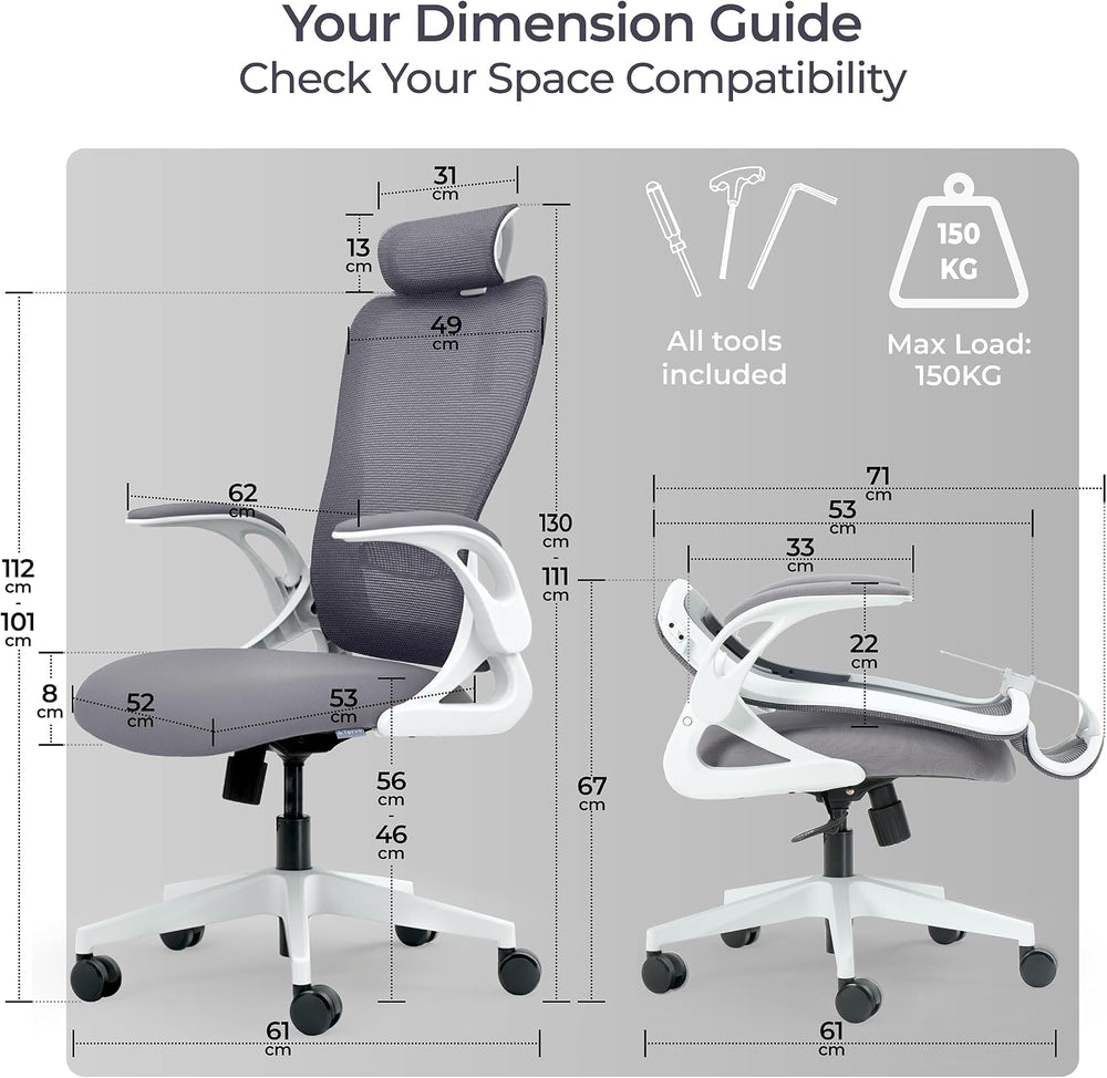 Tervo Model U - Folding Office Chair - Ergonomic Design for Small Spaces