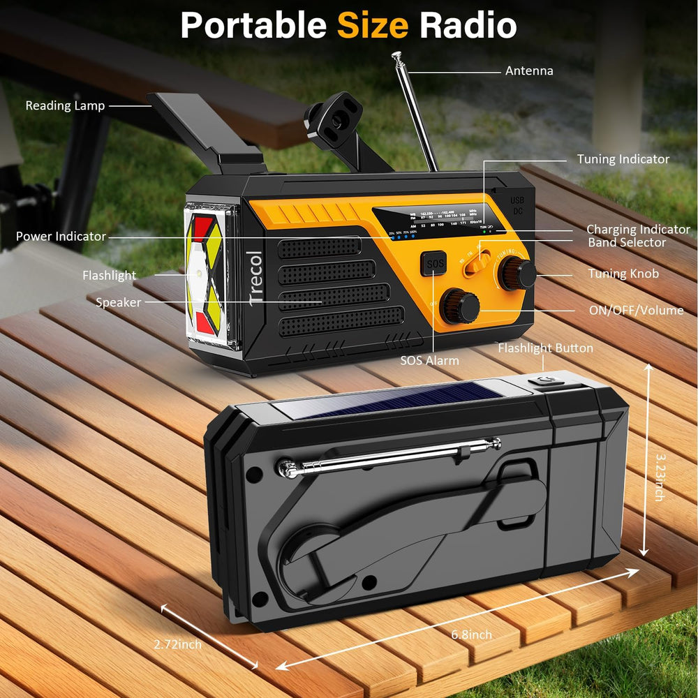Emergency Radio Solar with 2 Charging Cables, 22000mWh NOAA Weather Radio